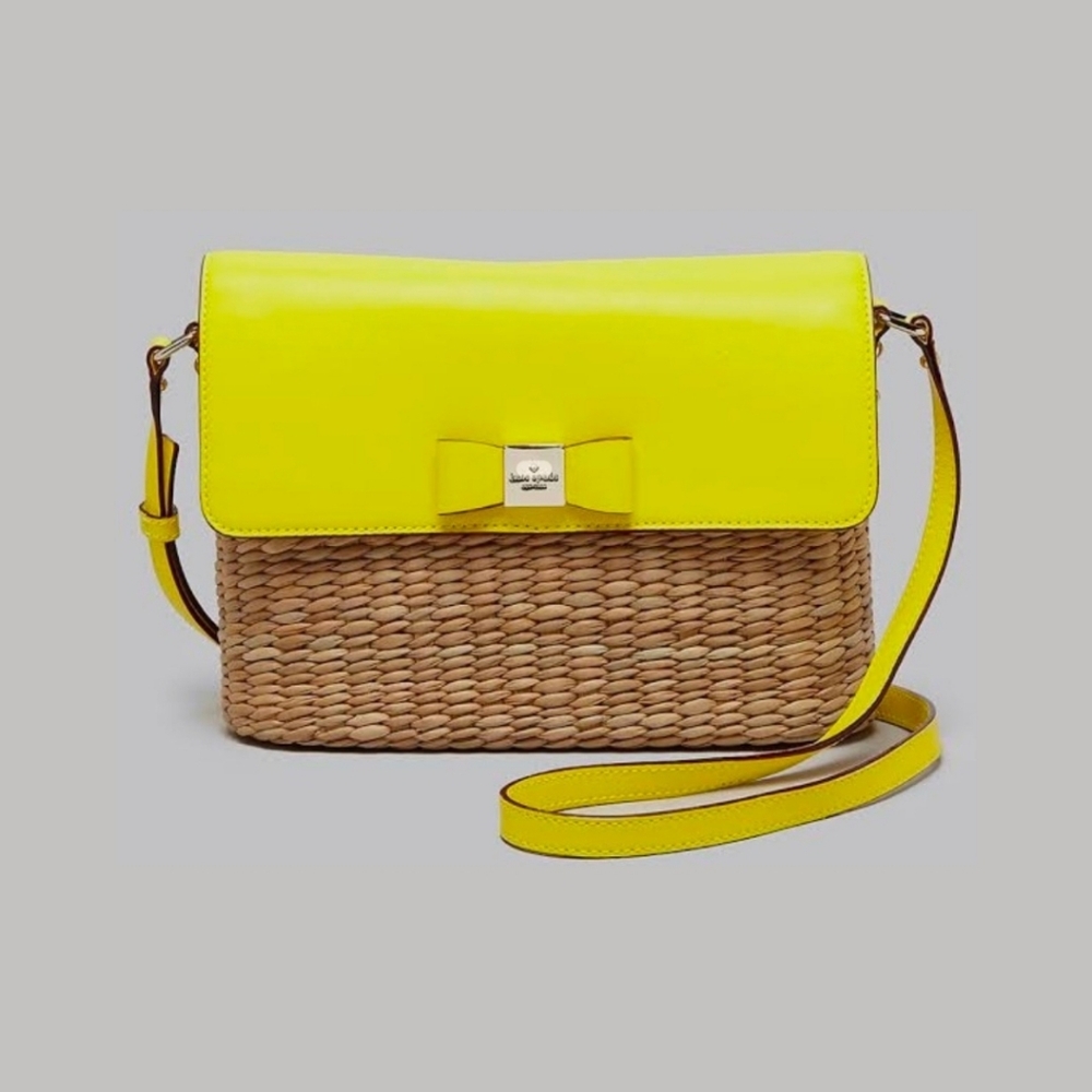 kate spade Yellow and Natural Woven Crossbody Bag